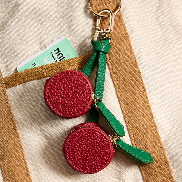 Leather Cherry Bag Charm - Picture 2 of 3